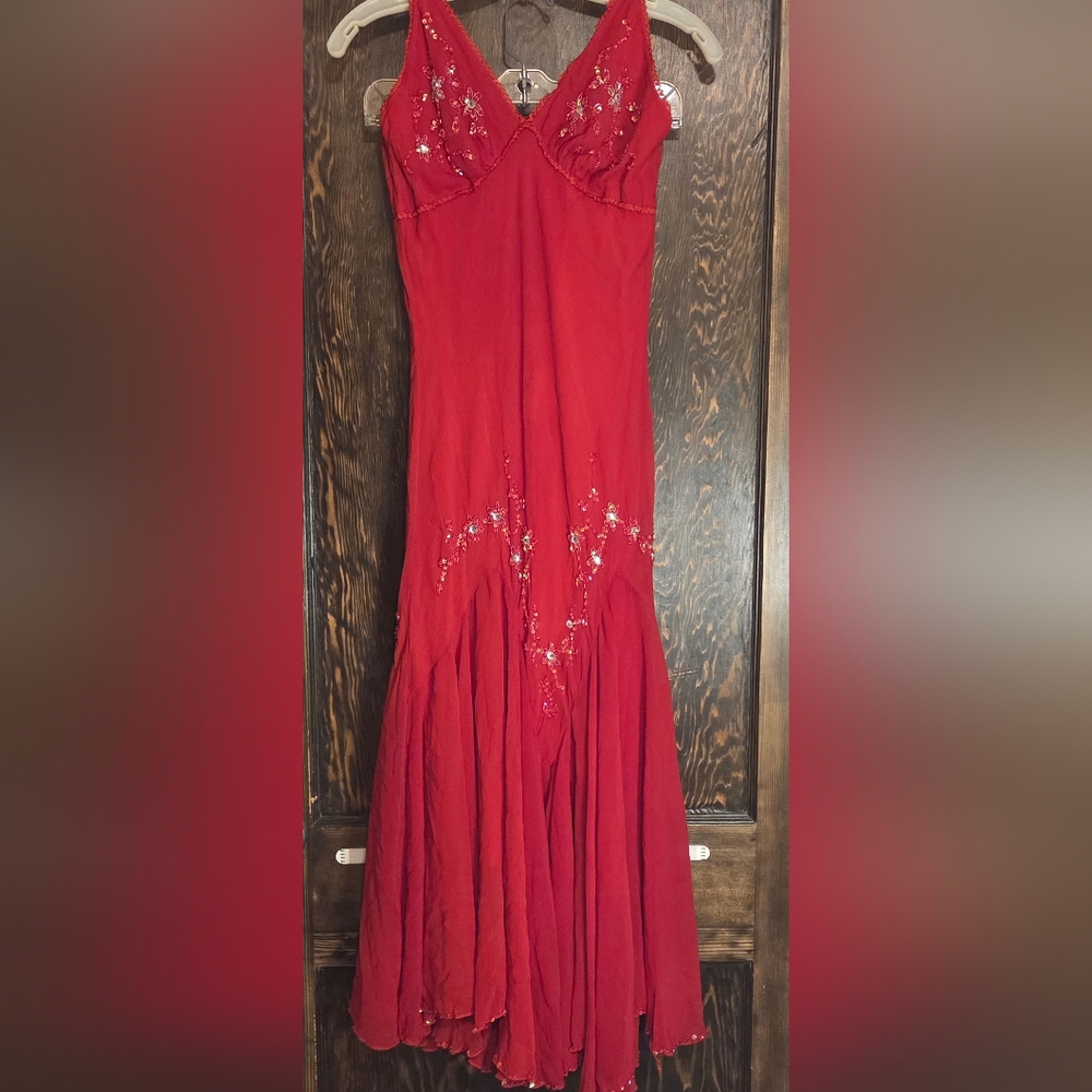 Elegant Red Asymmetrical Dress